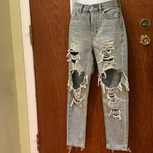 American Eagle Outfitters Ripped Light Blue Boyfriend Jeans